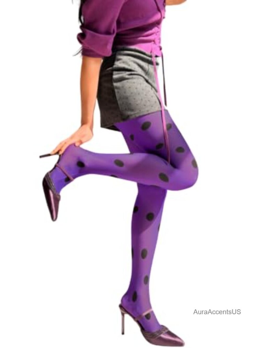 High Waisted Sheer Polka Dot Tights Fishnet Hosiery Funky Retro